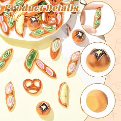 40個の樹脂カボション  パン  ミックスカラー  22~46.5x13.5~29x7.5~17.5mm&nbsp;RESI-CJZ0001-08