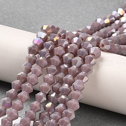 Brins de perles de verre galvanisées de couleur unie opaque&nbsp;GLAA-F029-P4mm-A13