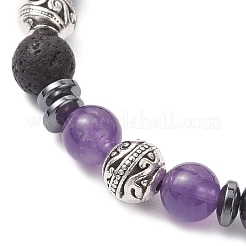 Браслеты из натуральных смешанных драгоценных камней и лавы для женщин&nbsp;BJEW-JB12768