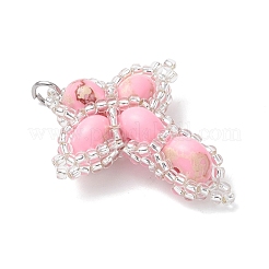 Окрашенная синтетическая императорская яшма с подвесками из стеклянных бусин PALLOY-MZ01119