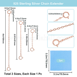 3 шт. 3 стиля удлинитель цепи из стерлингового серебра STER-BBC0006-75