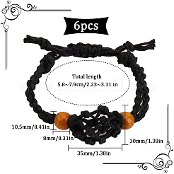6шт плетеные браслеты из вощеного хлопкового шнура BJEW-SC0001-25