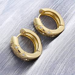 Klare kubische Zirkonia-Sterncreolen&nbsp;X-EJEW-C022-06G