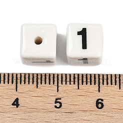 釉薬をかけた磁器ビーズ  光沢のあるセラミックビーズ  番号が四角い  数  9x9x9mm  穴：1.8mm&nbsp;PORC-R003-07-01