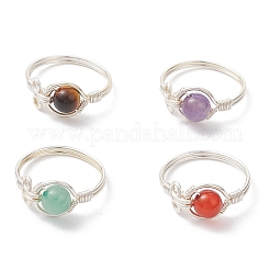 4 шт. 4 стильных кольца с драгоценными камнями&nbsp;RJEW-TA00233-02