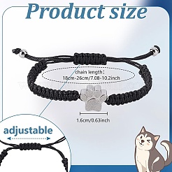 Отпечаток лапы урна для пепла из нержавеющей стали для домашних животных регулируемые браслеты с бусинами&nbsp;BJEW-AN0001-82