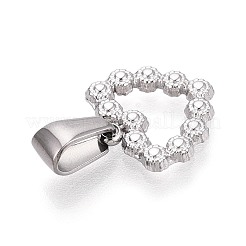 303ステンレススチールペンダント  ハートチャーム  ステンレス鋼色  12.5x12.5x1.5mm  穴：6.5x2.5mm&nbsp;STAS-Q110-13P
