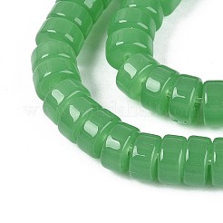 ジェイド風ガラスビーズ連売り  フラットラウンド  シーグリーン  6~6.5x3~3.5mm  穴：0.8~1mm  約112~120個/連  14.57~15.16''（37~38.5センチメートル）&nbsp;GLAA-N026-3x6mm-J04