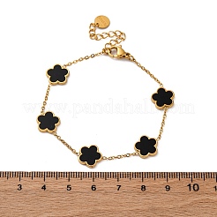 Braccialetti con catena a maglie in resina floreale&nbsp;BJEW-K247-01G-03