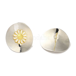 Orecchini a bottone in ottone smaltato con placcatura a cremagliera&nbsp;EJEW-B062-05D-PG