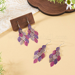 2 paire de boucles d'oreilles pendantes en forme de feuille en acier inoxydable 430&nbsp;EJEW-TA0001-83E
