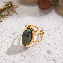 Bracciale aperto da donna in acciaio inossidabile 304 con pietre preziose naturali.&nbsp;FS3382