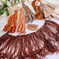4 stücke 4 farben hohe temperatur faser lange flache lockige frisur puppe perücke haar&nbsp;DOLL-GL0001-04B