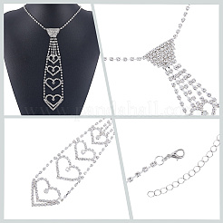 Женская мода блестящий стразовый сердечко длинный галстук и удлиненная цепочка&nbsp;DIY-WH20002-613