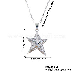 Элегантные латунные ожерелья с подвесками в виде звезд из прозрачных кубических цирконий с микропаве EY0411-2