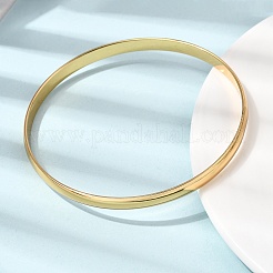 304ステンレススチール製プレーンバングル（女性・男性用）  イオンプレーティング（ip）  長持ちメッキ  ゴールドカラー  内径：2.68インチ（6.8cm）&nbsp;BJEW-Z167-01G-04