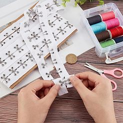 コットンフックとアイテープ  服飾材料  裁縫工芸品の飾り  鉄のフックと目で  ホワイト  25x4.5mm  約3ヤード（2.74m）/カード&nbsp;DIY-WH0308-119B