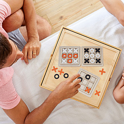 3 Satz Tic Tac Toe-Brettspiel aus Holz in 3 Farben&nbsp;AJEW-NB0005-35
