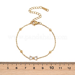 Браслеты-банты из нержавеющей стали 304 с прозрачными кубическими циркониями для женщин&nbsp;LS-BJEW-G759-10G