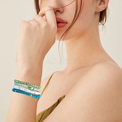 7 pièces 7 style fait à la main en argile polymère heishi surfeur ensemble de bracelets extensibles&nbsp;BJEW-SW00073-03