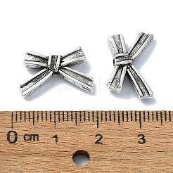 チベット風合金ビーズ  蝶結び  アンティークシルバー  11x17.5x4.5mm  穴：1.8mm  約324個/500g&nbsp;TIBEB-F065-07AS-09