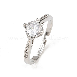 Женские кольца на палец из латуни с микропаве и кубическим цирконием&nbsp;RJEW-B153-01P