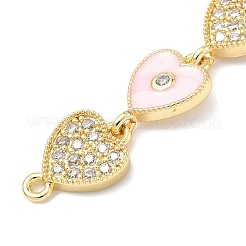 Латунные подвески-сердечки с микропаве из прозрачного кубического циркония в форме сердца&nbsp;KK-H539-14G