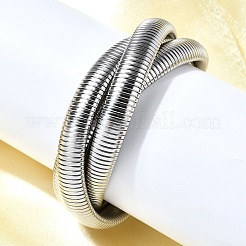 304ステンレススチールストレッチブレスレット  女性用クロスブレスレット  ステンレス鋼色  3/8インチ（1cm）  内径：3インチ（7.5cm）&nbsp;BJEW-A031-01B-P