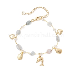 4 bracciale a maglie in morganite naturale&nbsp;BJEW-JB12116