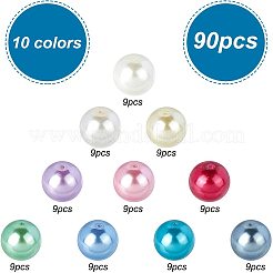 環境に優しい染めガラスパールビーズ  ラウンド  ミックスカラー  14mm  穴：1.2~1.5mm  約10個 /コンパートメント  100個/箱&nbsp;HY-PH0013-01