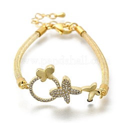 Латунные браслеты с микропаве из прозрачных кубических цирконий для женщин BJEW-A029-01B-G