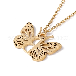 Lettre initiale avec collier pendentif papillon&nbsp;LS-NJEW-C026-01G-B