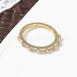 Женские кольца на палец из латуни с микропаве и кубическим цирконием&nbsp;RJEW-H256-10G-02