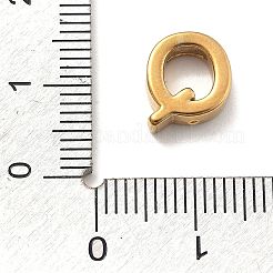 イオンプレーティング（IP）304ステンレススチールチャーム  レターチャーム  18KGP本金メッキ  文字Q  10x10x3mm  穴：1.6mm&nbsp;STAS-R138-07G-Q