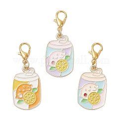 Подвесные украшения из эмалевого сплава в форме лимонной бутылки&nbsp;HJEW-JM03957