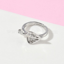 Регулируемые кольца для пальцев с микропаве из кубического циркония из латуни&nbsp;RJEW-P185-01P