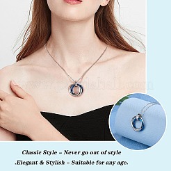 201 ステンレススチールインターロッキングリングペンダント  クリスタルラインストーン付き  ブルー＆ステンレス鋼色  27mm  6個/箱&nbsp;STAS-SZ0002-61D