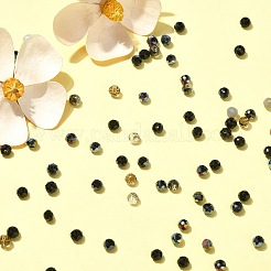 ガラスビーズ  多面カット  ロンデル  ブラック  4.5x3~4mm  穴：1mm  500個/セット&nbsp;GLAA-CJ0002-51E