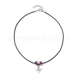 Ожерелья из стеклянных бусин и сплава с подвесками в виде треугольников от сглаза NJEW-MZ00110-05