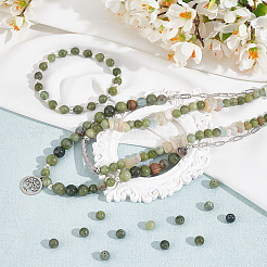 2 нити натуральных китайских зеленых нефритовых бусин G-OC0004-62B