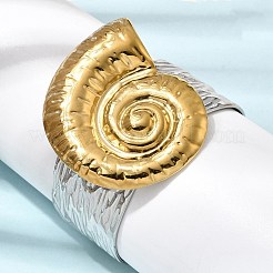女性用ハンマー加工304ステンレススチール製カフバングル  ツートン  巻き貝  内径：2.30インチ（5.85cm）  54 mm幅&nbsp;BJEW-Z177-01GP-05