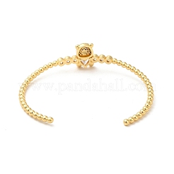 Ours en oxyde de zirconium cubique avec coeur bracelet manchette ouvert&nbsp;BJEW-M231-09G