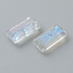 エンボスガラスラインストーンペンダント  長方形  多面カット  月光  14x7x4.2mm  穴：1.5mm&nbsp;GLAA-J101-07A-001MO