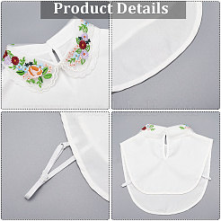 Съемный воротник из полиэстера с вышитыми цветами AJEW-WH20006-242A