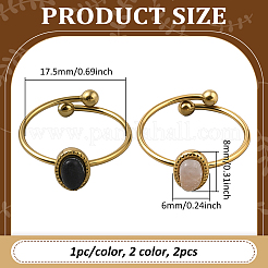2 шт. 2-х цветные регулируемые манжетные кольца из нержавеющей стали с синтетическими драгоценными камнями RJEW-GO0001-37C