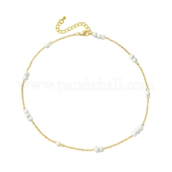 Colliers pour femmes avec perles rondes en howlite naturelle de 5 mm et chaîne en laiton.&nbsp;NJEW-JN06378-01
