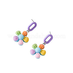 アクリルスタッドダングルイヤリング  花  カラフル  45x20mm&nbsp;WG8B58E-01