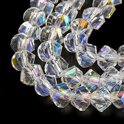 電気メッキガラスビーズセット  パール光沢メッキ  多面カット  双円錐形  クリアAB  4x4x3mm  穴：1mm  約149個/連  12.2~12.6''（31~32センチメートル）&nbsp;GLAA-Q105-04Y