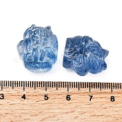 ガラスビーズ  キツネ  スチールブルー  20x19x15mm  穴：1.2mm&nbsp;GLAA-D303-01G