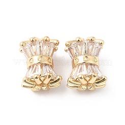 Покрытие стойки латунь микро паве прозрачные кубические циркониевые барабанные бусины KK-D075-03KCG